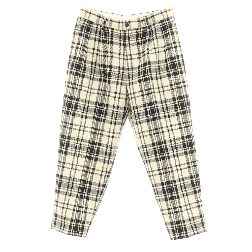 [Used] CELLAR DOOR Polyester Cotton Check Slacks Pants Light Beige x Black [No description (M size)] [Condition Rank B] ​​[Men&