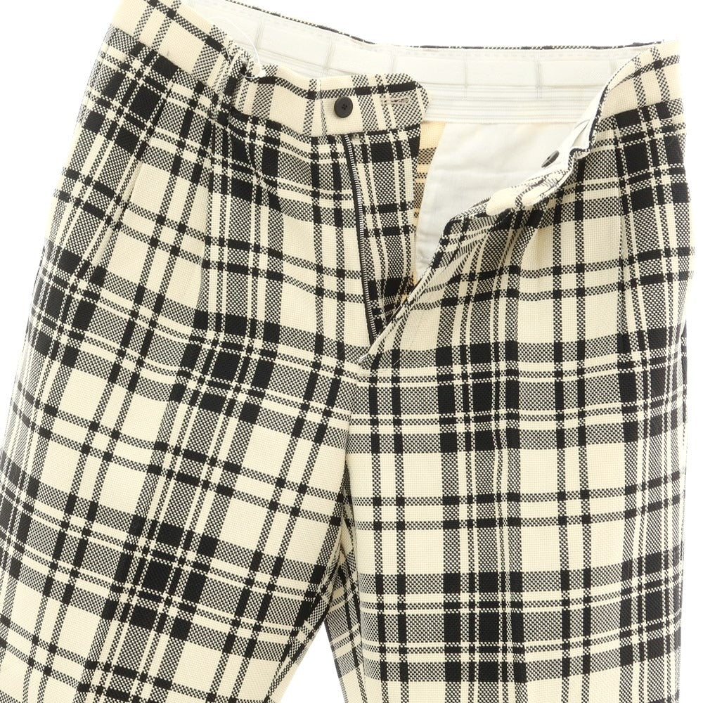 [Used] CELLAR DOOR Polyester Cotton Check Slacks Pants Light Beige x Black [No description (M size)] [Condition Rank B] ​​[Men&