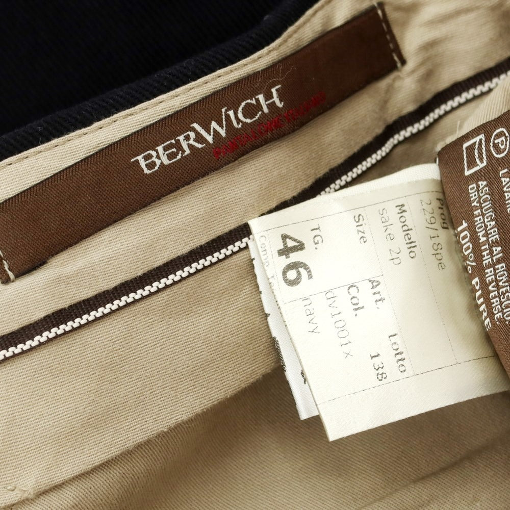 [Used] BERWICH Stretch Twill Cotton Casual Slacks Pants Black [46] [Condition Rank B] ​​[Men&