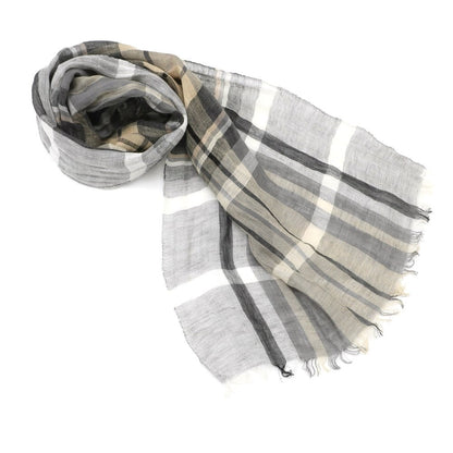 [Used] Brilla per il gusto Linen Check Scarf Gray x Beige [S/S] [Condition Rank B] ​​[Men&