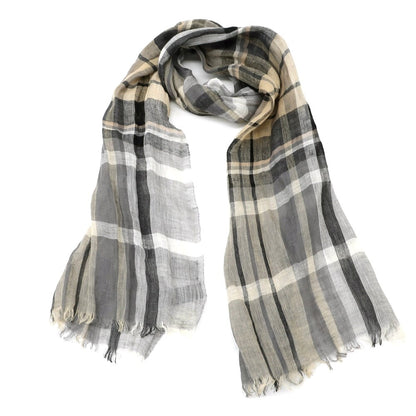 [Used] Brilla per il gusto Linen Check Scarf Gray x Beige [S/S] [Condition Rank B] ​​[Men&