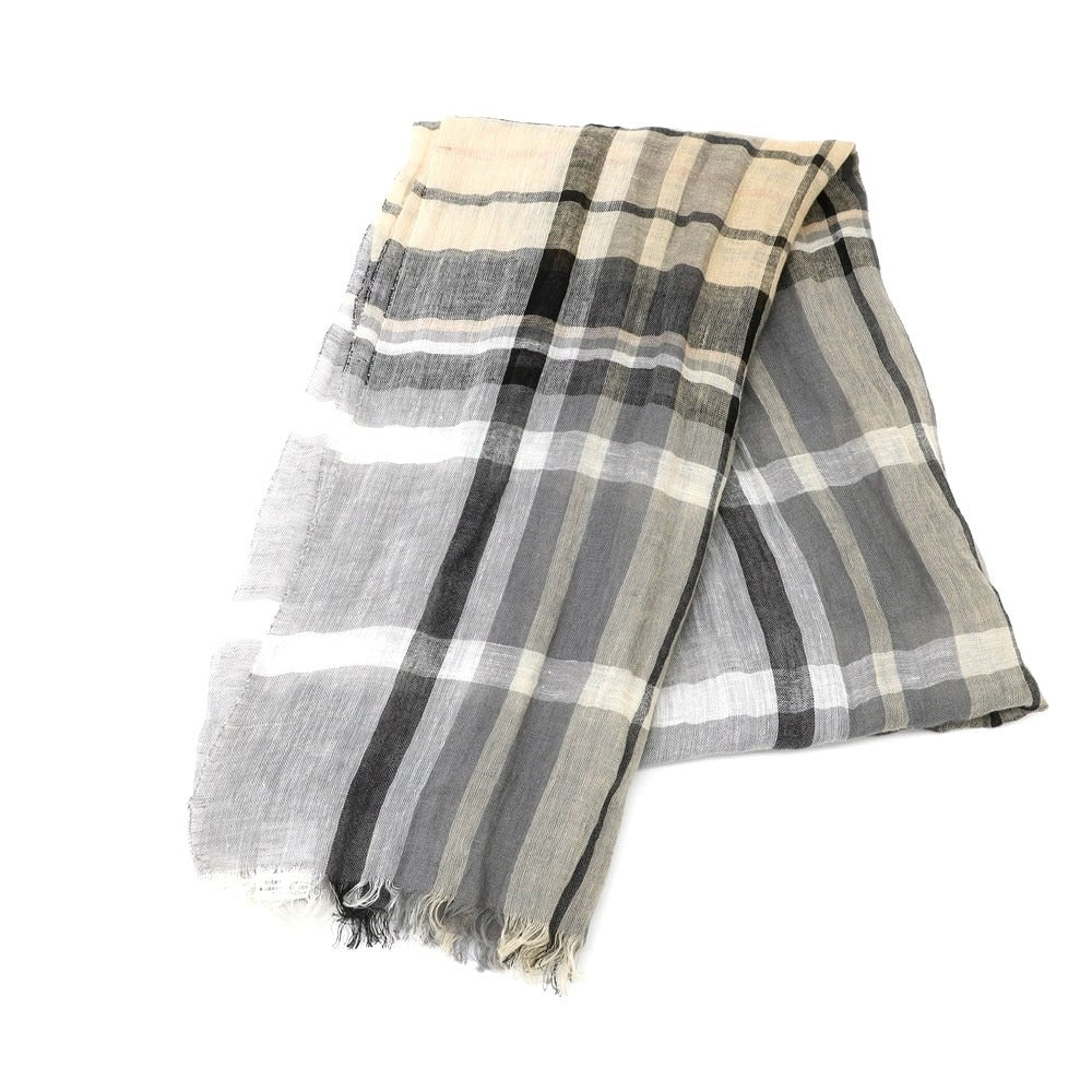 [Used] Brilla per il gusto Linen Check Scarf Gray x Beige [S/S] [Condition Rank B] ​​[Men&