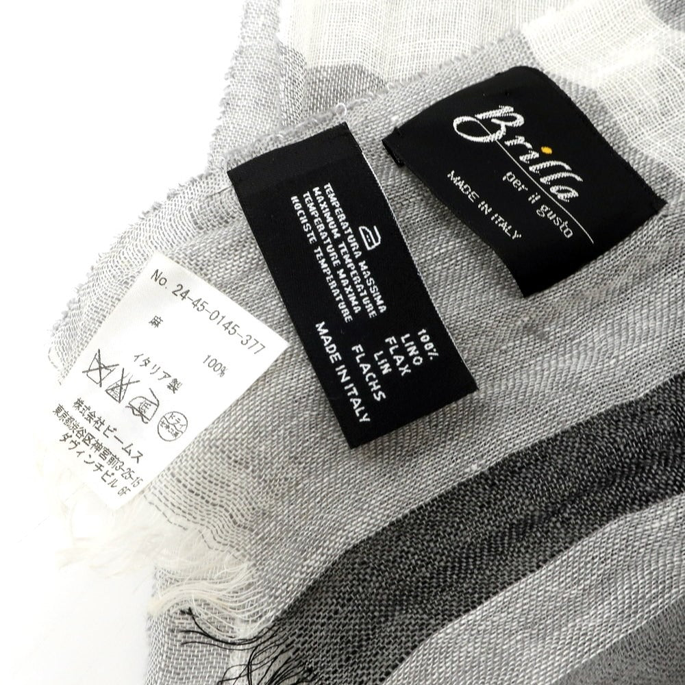 [Used] Brilla per il gusto Linen Check Scarf Gray x Beige [S/S] [Condition Rank B] ​​[Men&