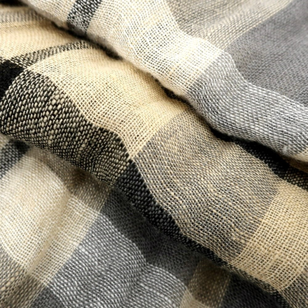 [Used] Brilla per il gusto Linen Check Scarf Gray x Beige [S/S] [Condition Rank B] ​​[Men&