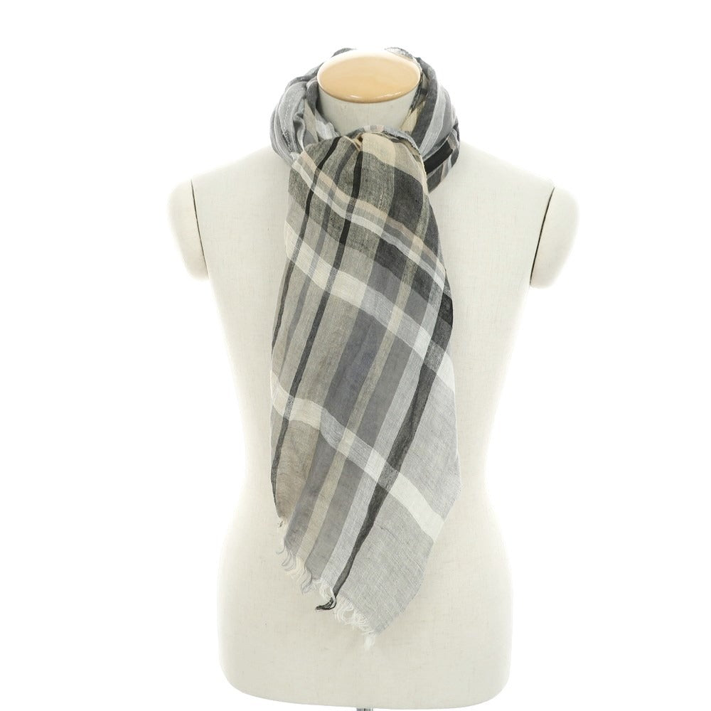 [Used] Brilla per il gusto Linen Check Scarf Gray x Beige [S/S] [Condition Rank B] ​​[Men&