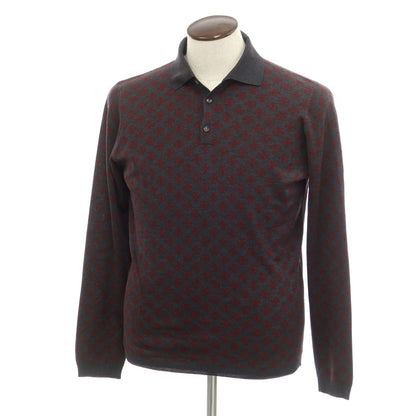 [New] STILE LATINO Silk High Gauge Long Sleeve Polo Knit Dark Gray x Maroon [Size 48] [GRY] [S/S] [Condition Rank N] [Men&