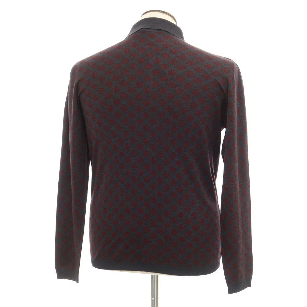 [New] STILE LATINO Silk High Gauge Long Sleeve Polo Knit Dark Gray x Maroon [Size 48] [GRY] [S/S] [Condition Rank N] [Men&