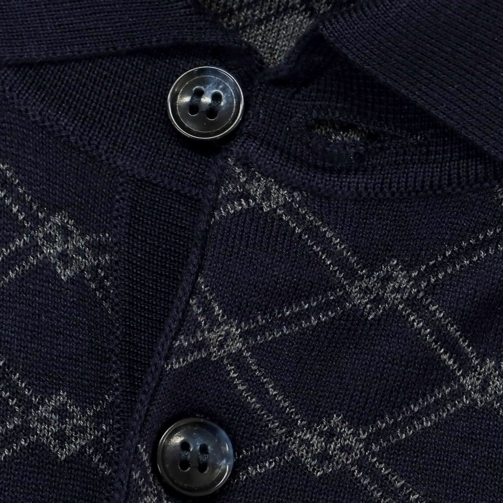 [New] STILE LATINO Silk High Gauge Long Sleeve Polo Knit Navy x Greige [Size 48] [NVY] [S/S] [Condition Rank N] [Men&