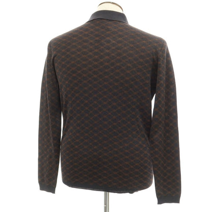 [New] STILE LATINO Silk High Gauge Long Sleeve Polo Knit Dark Gray x Brown [Size 48] [GRY] [S/S] [Condition Rank N] [Men&