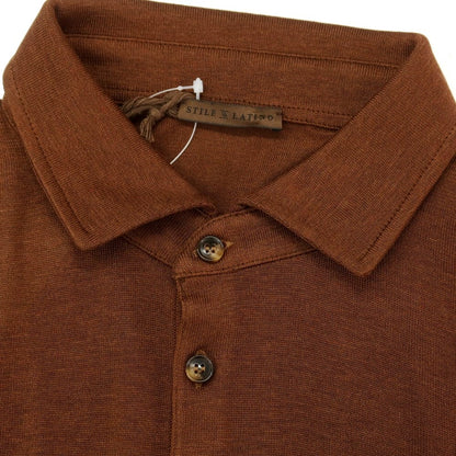 [New] STILE LATINO Silk High Gauge Short Sleeve Polo Knit Brown [Size 48] [BRW] [S/S] [Condition Rank N] [Men&