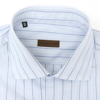 [New] STILE LATINO Cotton Striped Semi-Wide Collar Dress Shirt Light Blue x White [Size 41] [BLU] [S/S/A/W] [Condition Rank N] [Men&