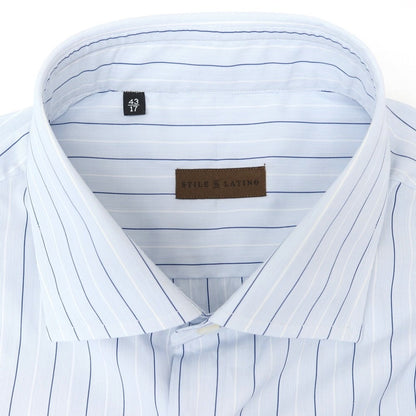 [New] STILE LATINO Cotton Striped Semi-Wide Collar Dress Shirt Light Blue x White [Size 43] [BLU] [S/S/A/W] [Condition Rank N] [Men&