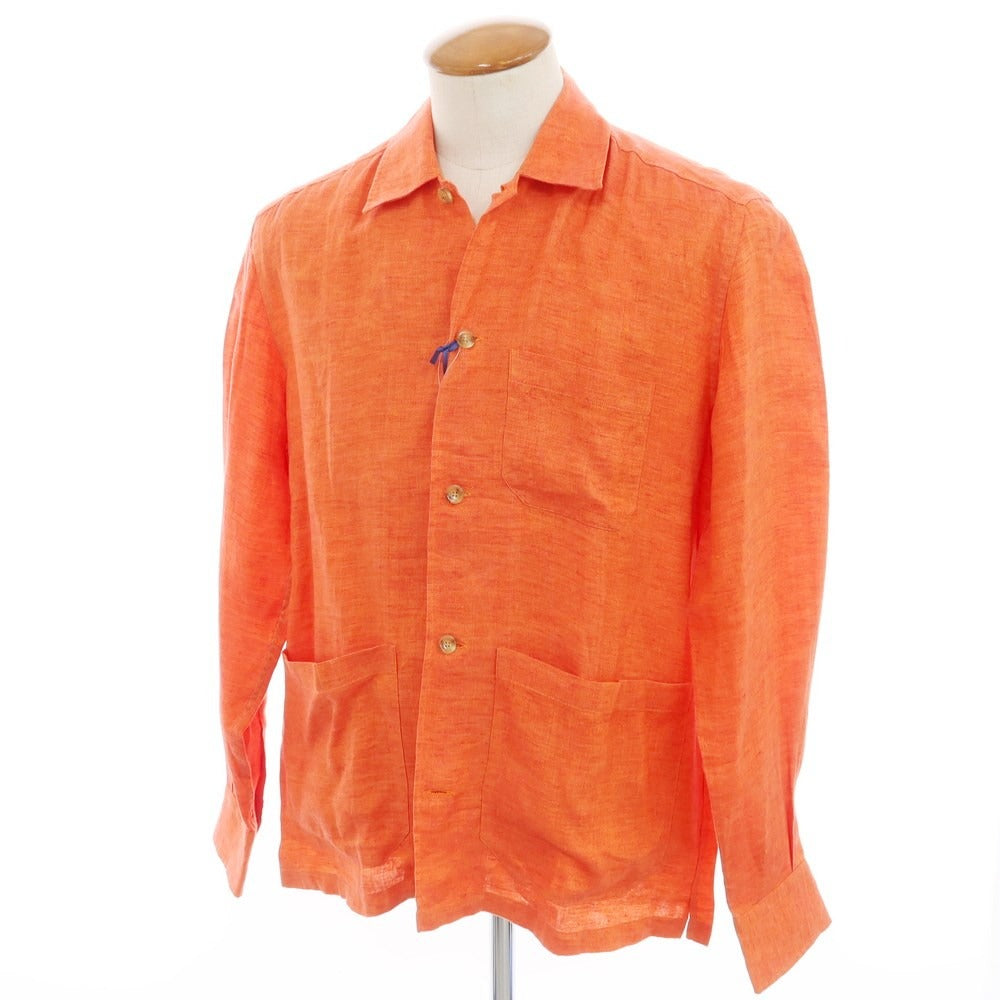 [New] GALLIA Linen Open Collar Casual Shirt Vermilion Orange [Size 40] [ORG] [S/S] [Condition Rank N] [Men&