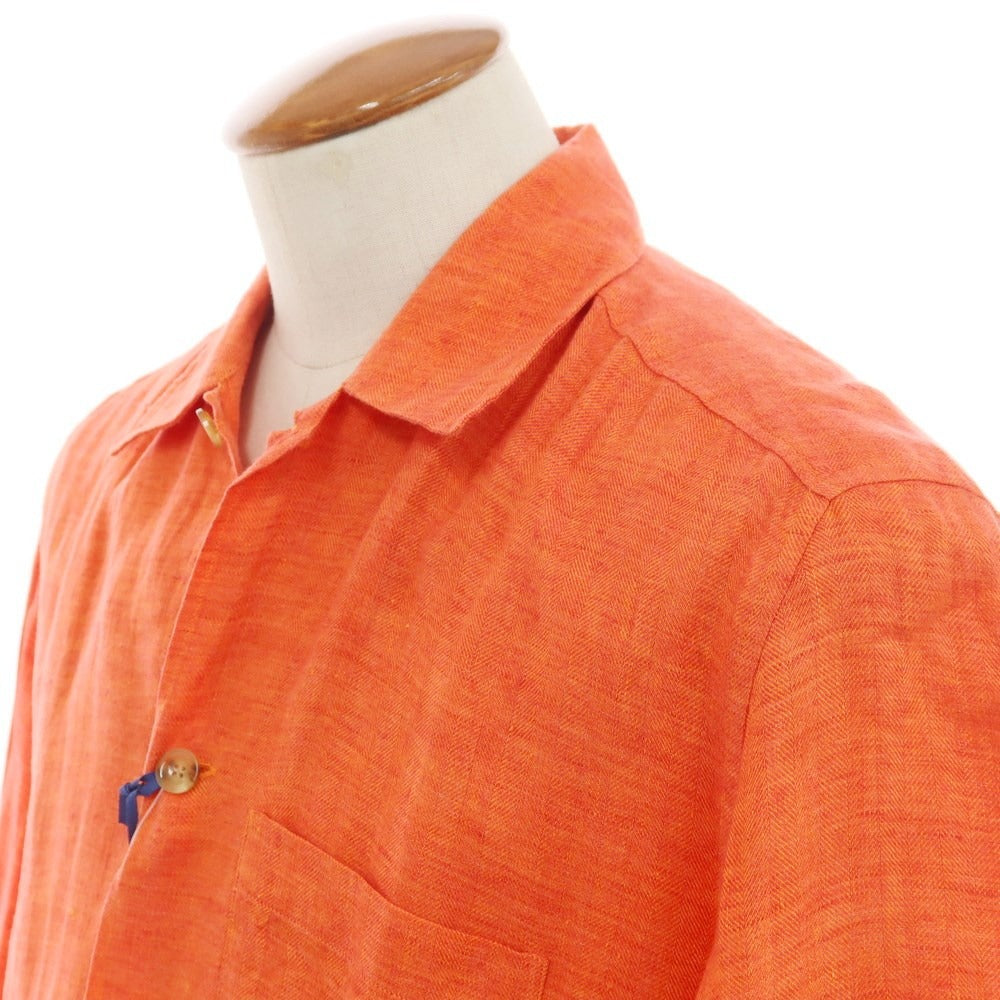 [New] GALLIA Linen Open Collar Casual Shirt Vermilion Orange [Size 40] [ORG] [S/S] [Condition Rank N] [Men&