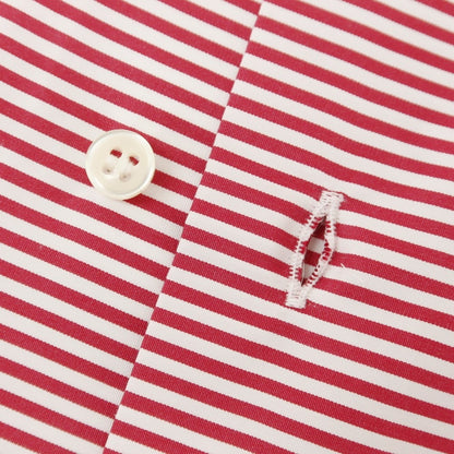 [New] GALLIA Cotton Wide Collar Border Dress Shirt White x Rose Red [Size 40] [WHT] [S/S/A/W] [Condition Rank N] [Men&