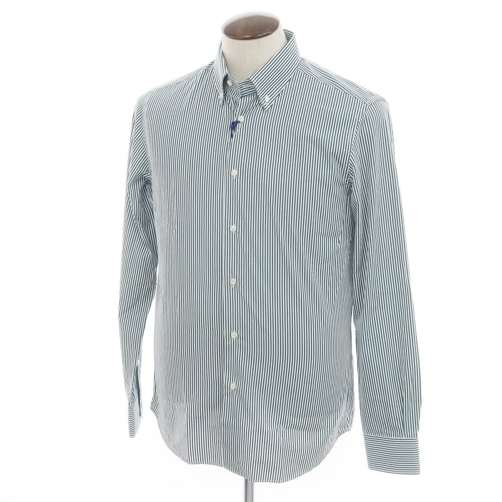 [New] GALLIA Cotton Button-down Striped Casual Shirt Green x White [Size 42] [GRN] [S/S/A/W] [Condition Rank N] [Men&