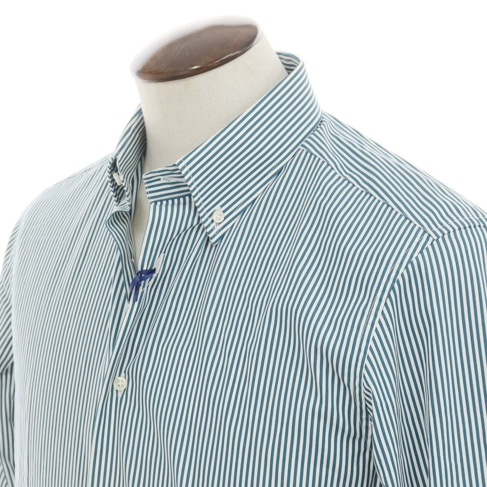 [New] GALLIA Cotton Button-down Striped Casual Shirt Green x White [Size 42] [GRN] [S/S/A/W] [Condition Rank N] [Men&