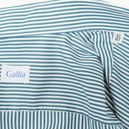 [New] GALLIA Cotton Button-down Striped Casual Shirt Green x White [Size 42] [GRN] [S/S/A/W] [Condition Rank N] [Men&