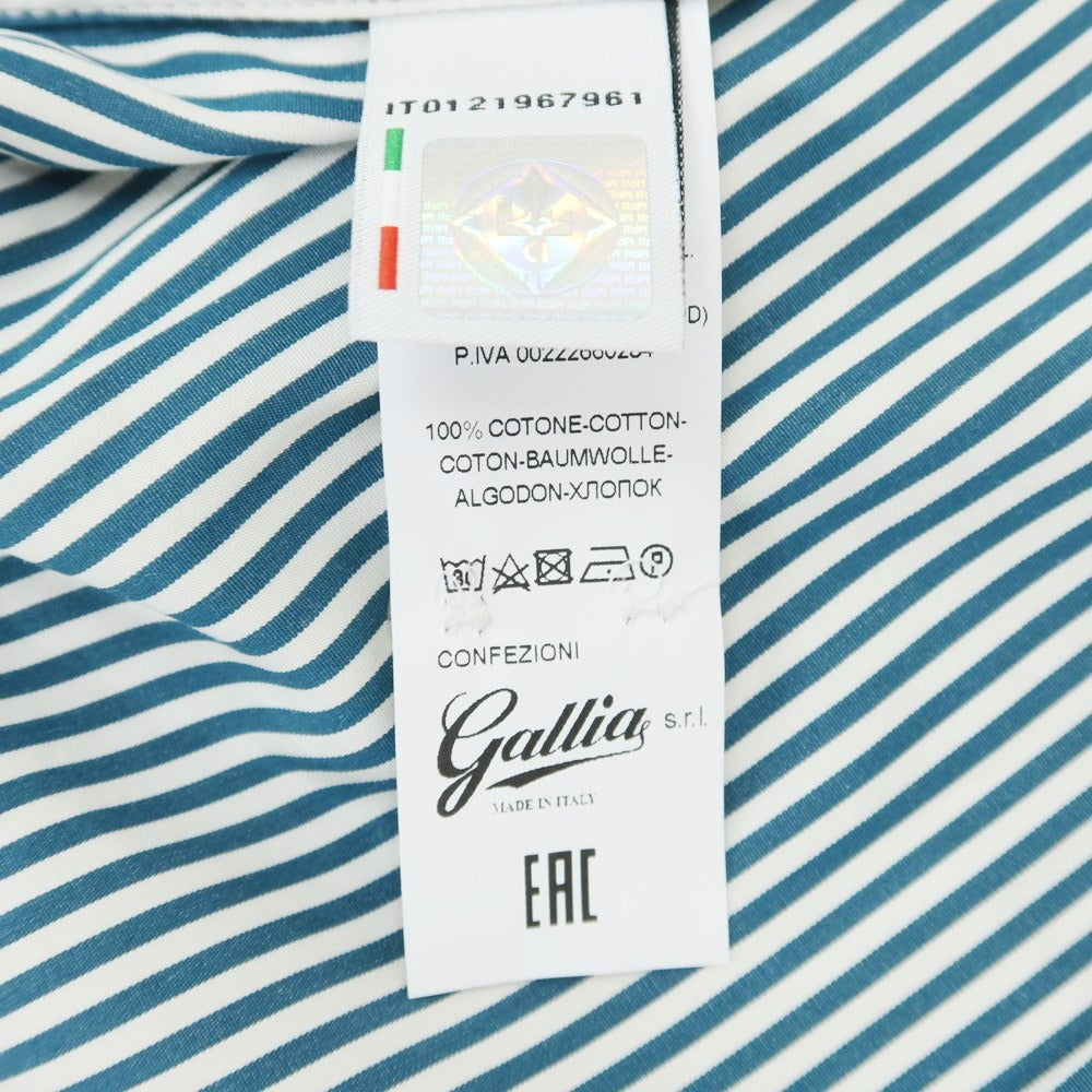 [New] GALLIA Cotton Button-down Striped Casual Shirt Green x White [Size 42] [GRN] [S/S/A/W] [Condition Rank N] [Men&