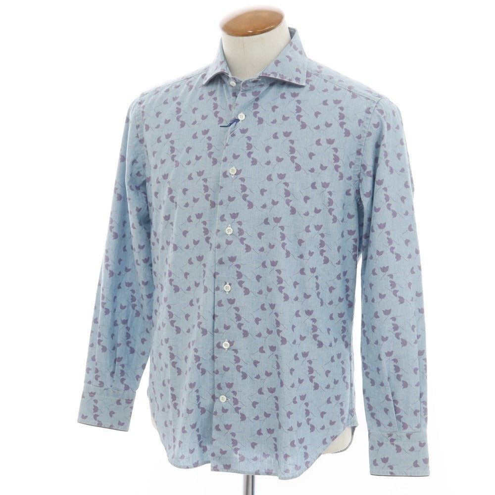 [New] GALLIA Cotton Horizontal Collar Casual Shirt Blue x Purple [Size 39] [BLU] [S/S/A/W] [Condition Rank N] [Men&