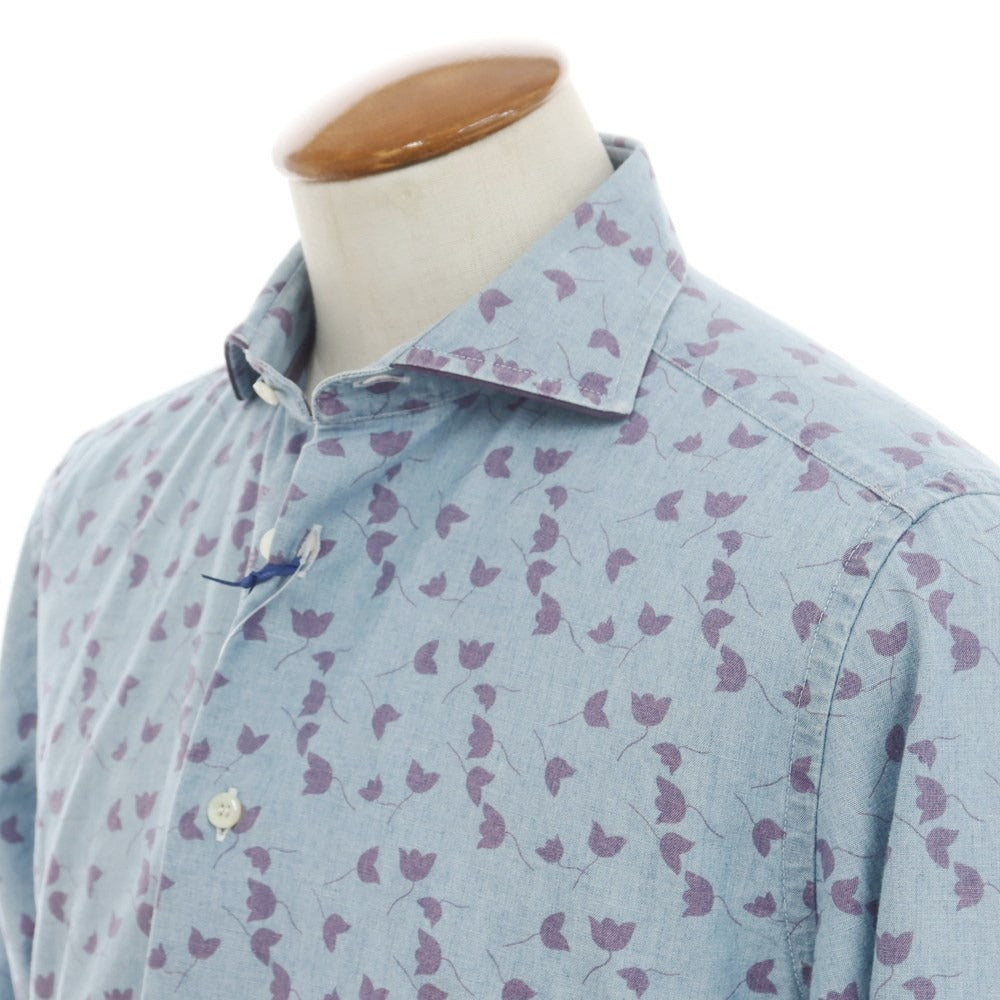 [New] GALLIA Cotton Horizontal Collar Casual Shirt Blue x Purple [Size 39] [BLU] [S/S/A/W] [Condition Rank N] [Men&