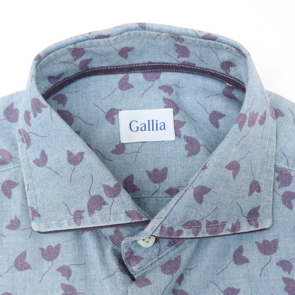 [New] GALLIA Cotton Horizontal Collar Casual Shirt Blue x Purple [Size 39] [BLU] [S/S/A/W] [Condition Rank N] [Men&