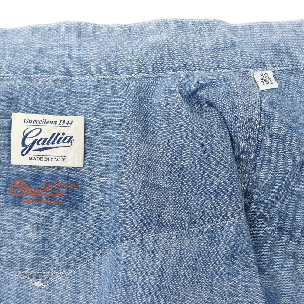 【新品】ガリア GALLIA コットン バンドカラー カジュアルシャツ ブルー【サイズ39】【BLU】【S/S/A/W】【状態ランクN】【メンズ】【759189】