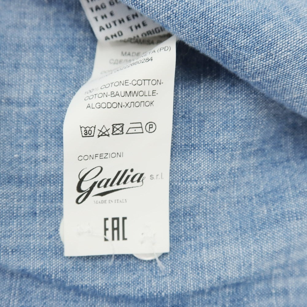 【新品】ガリア GALLIA コットン バンドカラー カジュアルシャツ ブルー【サイズ39】【BLU】【S/S/A/W】【状態ランクN】【メンズ】【759189】