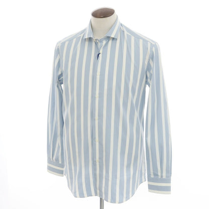 [New] GALLIA Cotton Horizontal Collar Striped Casual Shirt Light Blue x White [Size 42] [BLU] [S/S/A/W] [Condition Rank N] [Men&