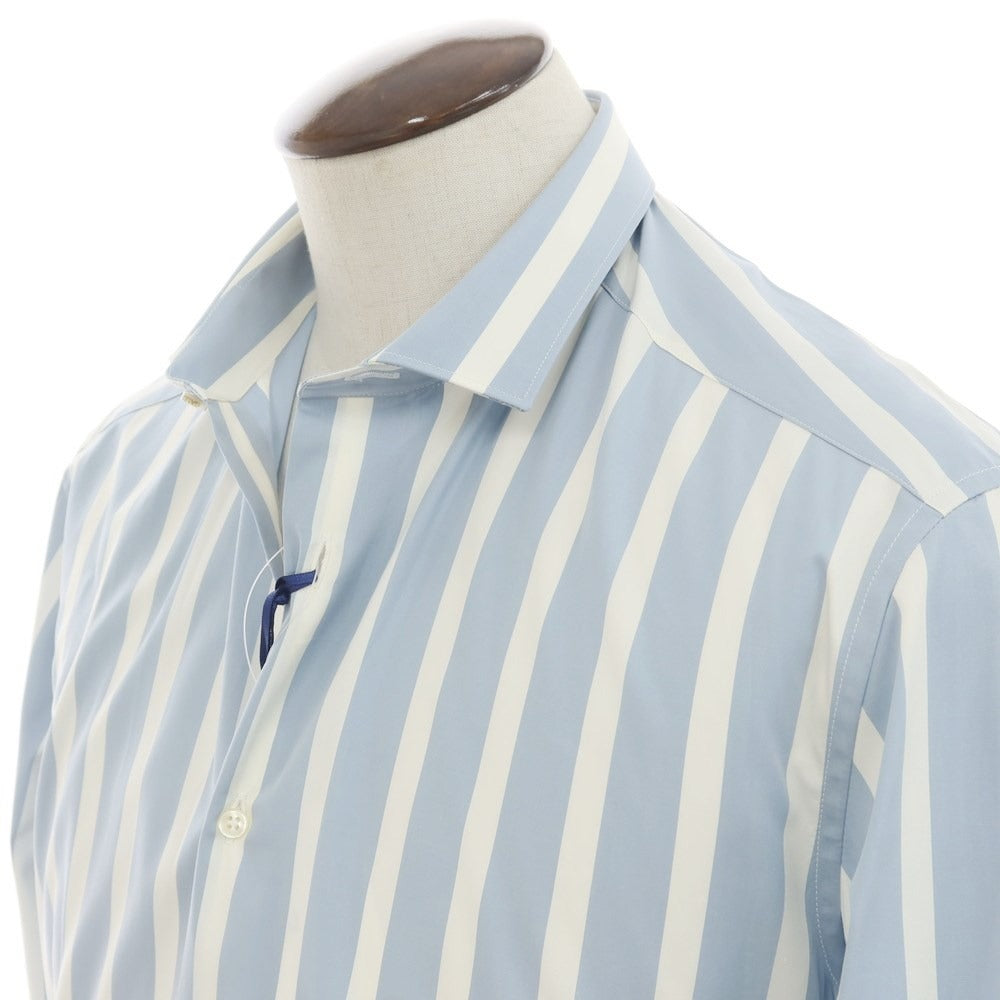 [New] GALLIA Cotton Horizontal Collar Striped Casual Shirt Light Blue x White [Size 42] [BLU] [S/S/A/W] [Condition Rank N] [Men&