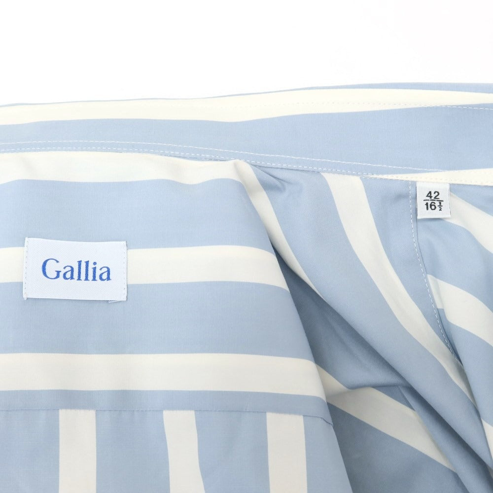 [New] GALLIA Cotton Horizontal Collar Striped Casual Shirt Light Blue x White [Size 42] [BLU] [S/S/A/W] [Condition Rank N] [Men&