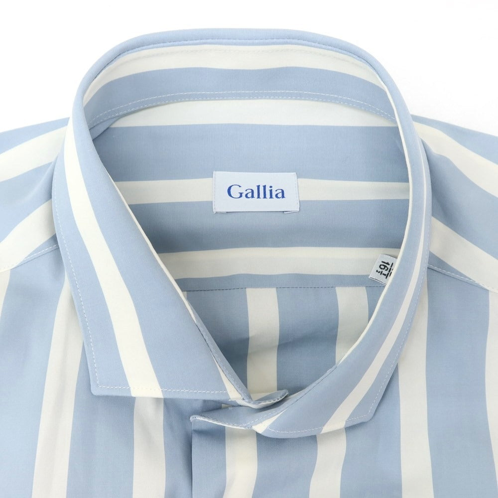 [New] GALLIA Cotton Horizontal Collar Striped Casual Shirt Light Blue x White [Size 42] [BLU] [S/S/A/W] [Condition Rank N] [Men&