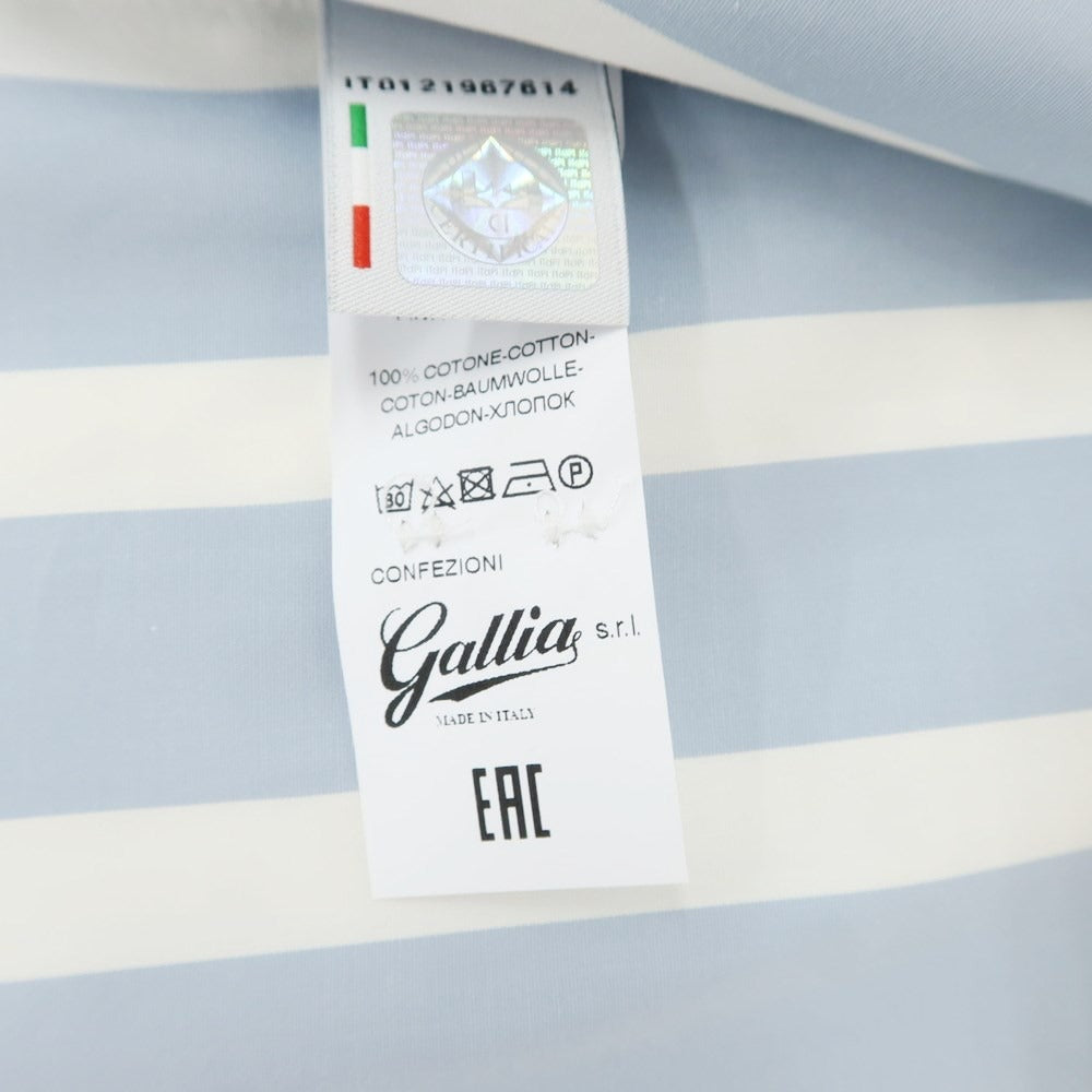 [New] GALLIA Cotton Horizontal Collar Striped Casual Shirt Light Blue x White [Size 42] [BLU] [S/S/A/W] [Condition Rank N] [Men&