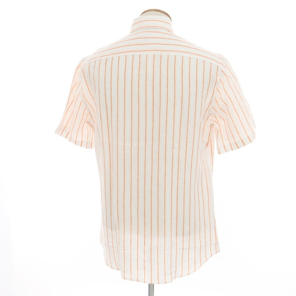 [New] GALLIA Linen Button-down Short Sleeve Shirt White x Orange [Size 39] [WHT] [S/S] [Condition Rank N] [Men&