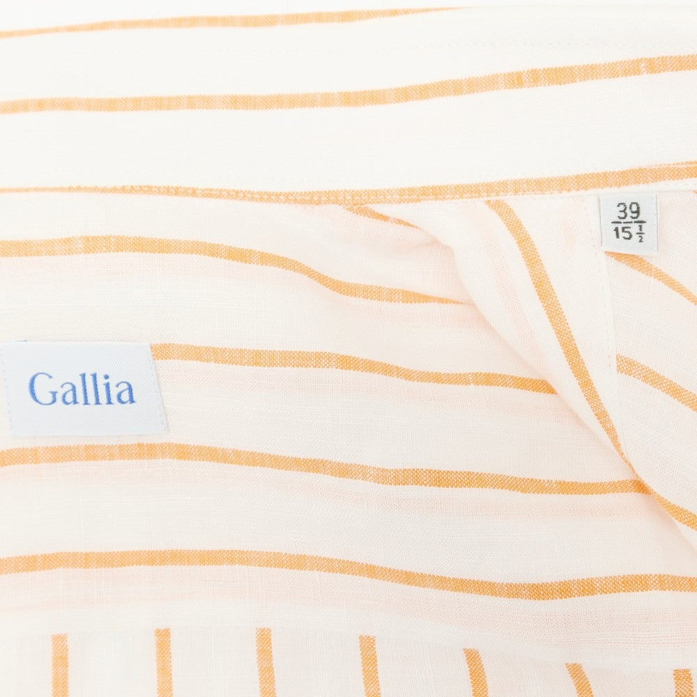 【新品】ガリア GALLIA リネン ボタンダウン 半袖シャツ ホワイトxオレンジ【サイズ39】【WHT】【S/S】【状態ランクN】【メンズ】【759190】