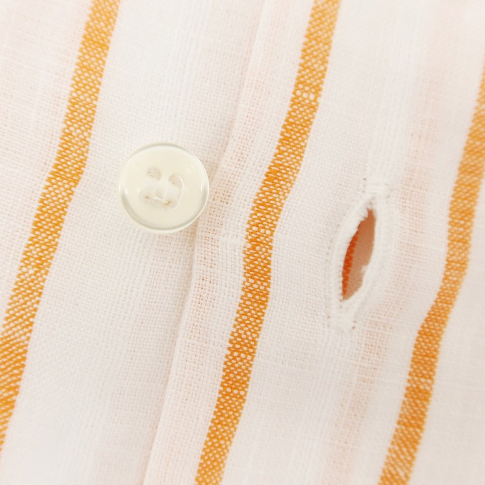 [New] GALLIA Linen Button-down Short Sleeve Shirt White x Orange [Size 39] [WHT] [S/S] [Condition Rank N] [Men&