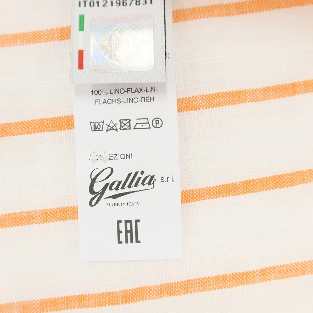 [New] GALLIA Linen Button-down Short Sleeve Shirt White x Orange [Size 39] [WHT] [S/S] [Condition Rank N] [Men&