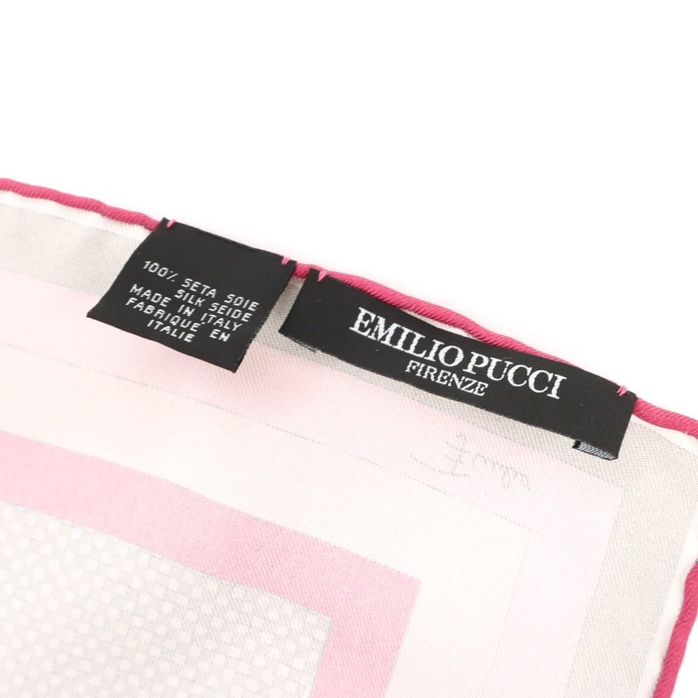 【中古】エミリオプッチ Emilio Pucci シルク ポケットチーフ ピンクxブラウン【 状態ランクA 】【 メンズ 】