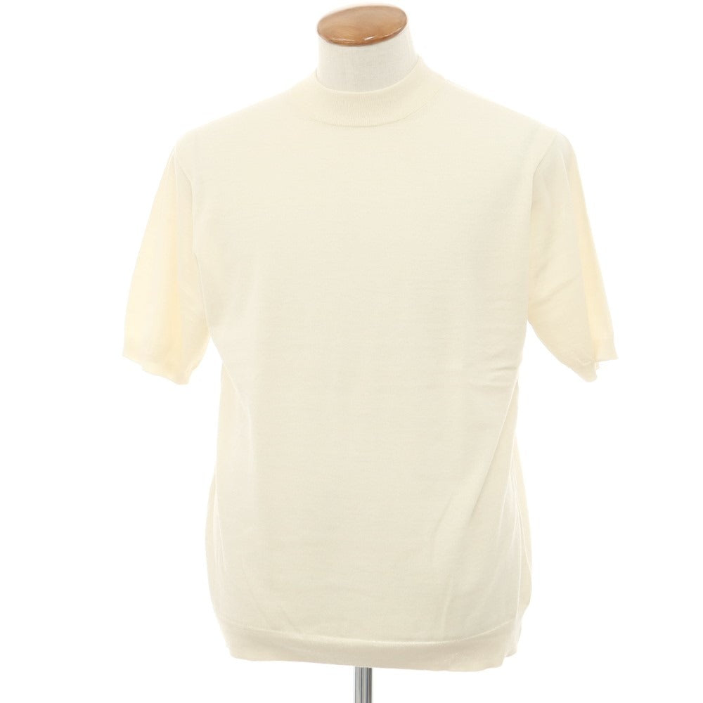 【中古】ユナイテッドアローズ UNITED ARROWS ウール モックネック 半袖 プルオーバーニット アイボリー【サイズL】【WHT】【A/W】【状態ランクB】【メンズ】