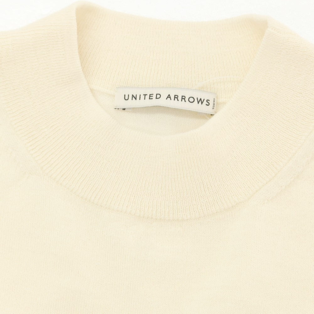 【中古】ユナイテッドアローズ UNITED ARROWS ウール モックネック 半袖 プルオーバーニット アイボリー【サイズL】【WHT】【A/W】【状態ランクB】【メンズ】