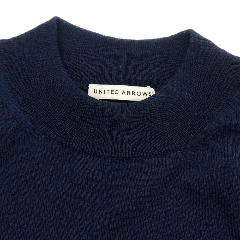 【中古】ユナイテッドアローズ UNITED ARROWS ウール モックネック 半袖 プルオーバーニット ネイビー【サイズL】【NVY】【A/W】【状態ランクB】【メンズ】