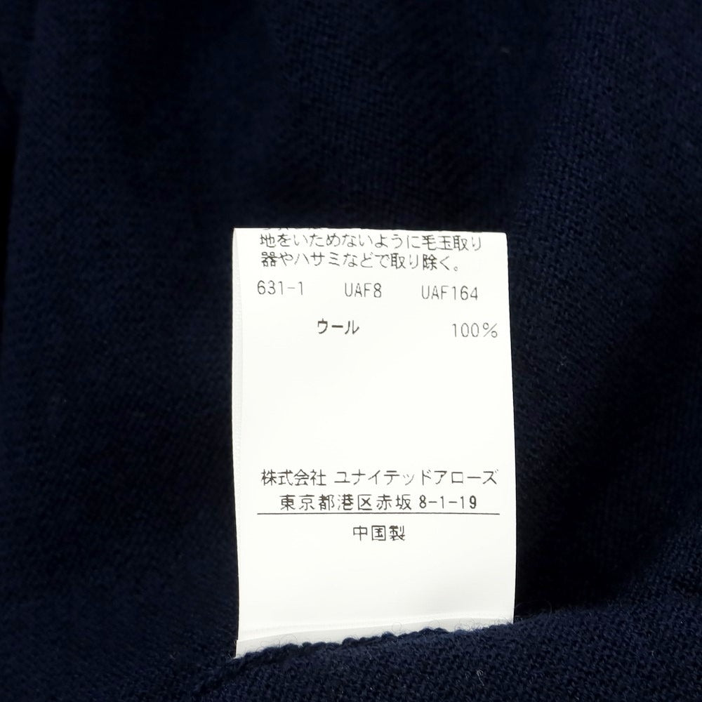 【中古】ユナイテッドアローズ UNITED ARROWS ウール モックネック 半袖 プルオーバーニット ネイビー【サイズL】【NVY】【A/W】【状態ランクB】【メンズ】