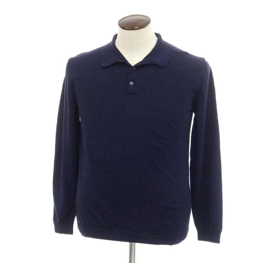 [Used] Moon Castle MOONCASTLE Cotton Long Sleeve Polo Knit Navy [Size L] [NVY] [S/S] [Condition Rank B] ​​[Men&