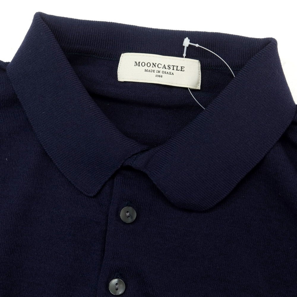 【中古】ムーンキャッスル MOONCASTLE コットン 長袖 ポロニット ネイビー【サイズL】【NVY】【S/S】【状態ランクB】【メンズ】【759182】