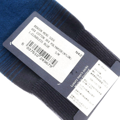 【中古】【未使用】ジョンスメドレー JOHN SMEDLEY コットンナイロン 靴下 ソックス ブルーxネイビー【 S/M 】【 状態ランクS 】【 メンズ 】