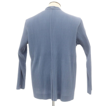 【中古】オム プリッセ イッセイミヤケ HOMME PLISSE ISSEY MIYAKE 2024年秋冬 プリーツ加工 ノーカラージャケット スモークブルー【 表記なし（L位） 】【 状態ランクA 】【 メンズ 】