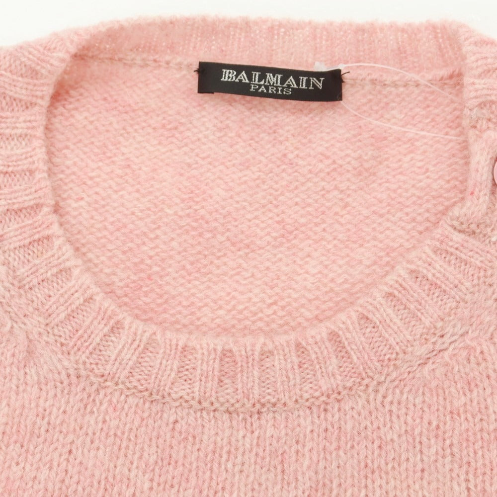 【中古】バルマン BALMAIN ウール クルーネック プルオーバーニット ピンク【サイズM】【PNK】【A/W】【状態ランクB】【メンズ】