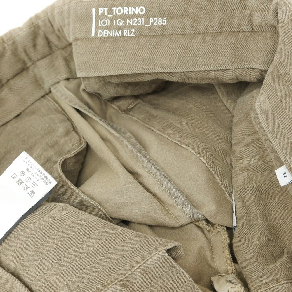 【中古】ピーティートリノ デニム PT TORINO DENIM HOUSE ストレッチコットン チノパンツ カーキベージュ系【サイズ32】【BEI】【S/S】【状態ランクC】【メンズ】【759171】