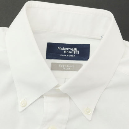 【中古】メイカーズシャツ カマクラ Makers Shirt 鎌倉 コットンポリエステル ボタンダウン 半袖シャツ ホワイト【 M 】【 状態ランクB 】【 メンズ 】