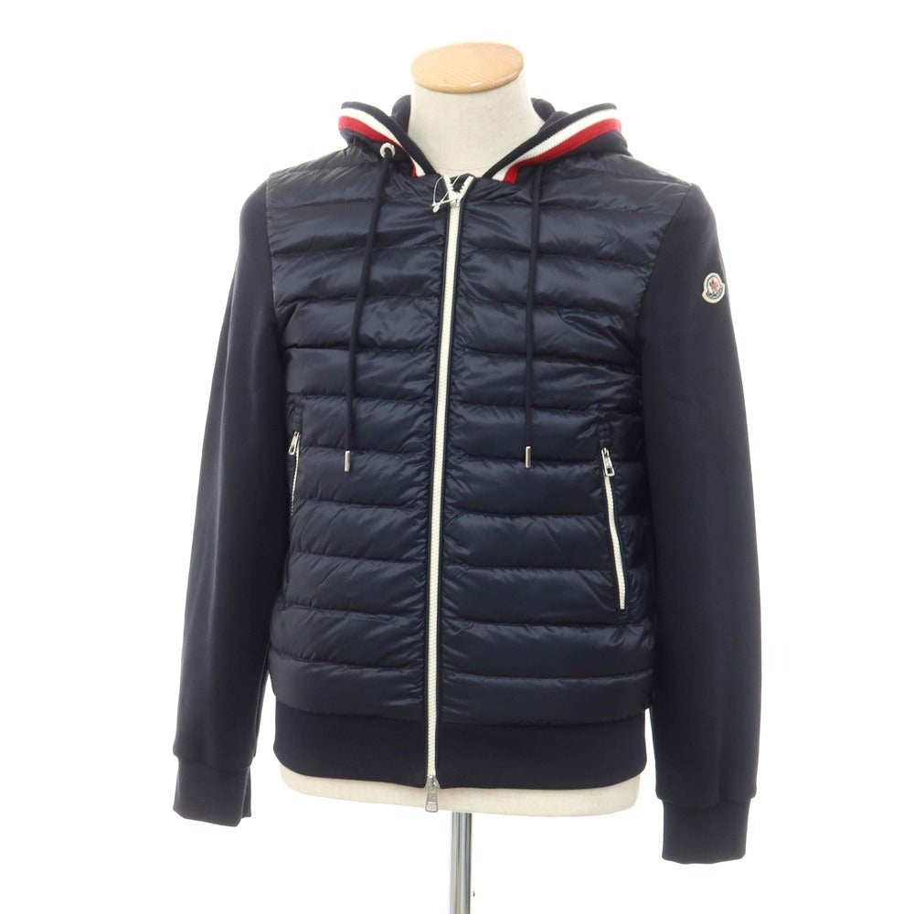 【中古】モンクレール MONCLER コットン ナイロン ダウン ジップアップ パーカー ダークネイビー【サイズS】【NVY】【A/W】【状態ランクB】【メンズ】